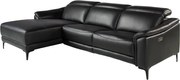 Coltar LUX design italian cu sezlong stanga si functia relax Cowhide negru