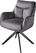 Set de 2 scaune pivotante, metal negru, catifea gri grafit, PROMETHEUS