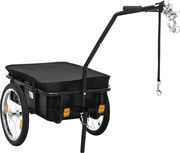 vidaXL Remorcă de bicicletă/Căruț de mână, negru, 155x60x83 cm, oțel