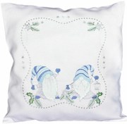 Față de pernă Crăciun spiriduș albastru , 40 x 40 cm