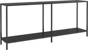 vidaXL Masă consolă,negru, 180x35x75,5 cm, sticlă securizată