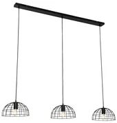 Lampă suspendată industrială neagră cu 3 lumini - Hanze