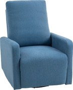 HOMCOM Fotoliu Relaxant Reclinabil Manual la 135°, Rotativ la 360° cu Funcție de Balans, Albastru | Aosom Romania