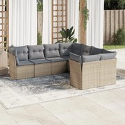 vidaXL Set canapele de grădină, 8 piese, cu perne, bej, poliratan