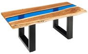 Masuta din lemn de salcam cu rasina epoxidica albastra LIQUID 110cm