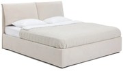 Pat matrimonial bej tapițat cu spațiu de depozitare cu somieră 180x200 cm Thessa Pillow – Bonami Selection