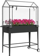 Outsunny Carré potager sur pieds cu bâche en PVC jardinière surélevée cu roți gaură de drenaj 100 x 45 x 152 cm negru | Aosom Romania