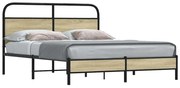 vidaXL Cadru de pat fără saltea 150x200cm Lemn prelucrat stejar Sonoma