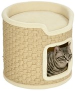 PawHut Tonneau pentru zgâriat pisici, tonneau pentru pisici, acoperit cu plus, capacitate de 5 kg, Ø 38 x 37 Î kaki și bej | Aosom Romania