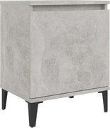 vidaXL Noptieră cu picioare metalice, gri beton, 40x30x50 cm