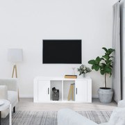 vidaXL Comodă TV, alb extralucios, 100x35x40 cm, lemn prelucrat