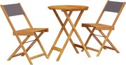 vidaXL Set mobilier bistro, 3 piese, textil antracit/lemn masiv
