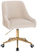 HR920K Scaun Crem din Catifea cu Bază Aurie