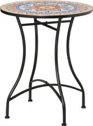 Outsunny Masa Rotunda Stil Bistro de 60 cm cu Mozaic pentru Gradina, Veranda, Exterior, Balcon, Gri | Aosom Romania