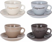 Set of 4 cești cu farfurioare Cappuccino220 ml, mix de culori