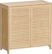 HOMCOM Dulap pentru pantofi din bambus 14 perechi, dulap de pantofi cu uși cu obloane și rafturi reglabile, lemn natural | Aosom Romania