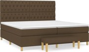 vidaXL Pat box spring cu saltea, maro închis, 200x200 cm, textil