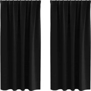 vidaXL Perdele Opaque cu Inel 2 pcs Negru 175 x 140 cm Poliester