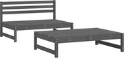 vidaXL Set mobilier relaxare grădină, 2 piese, gri, lemn masiv de pin