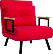 HOMCOM Canapea Extensibilă cu Spătar Reglabil pe 5 Nivele, Canapea Pat Individuală Pliabilă cu Perne, 63x73x81 cm, Roșu | Aosom Romania