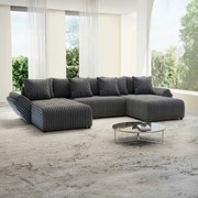 Colțar extensibil dumonde cu ladă de depozitare si sezut confortabil din spuma high-density, Berlin U Ambience Grey 380x180 cm