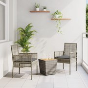 vidaXL Set Bistro de Grădină 3 pcs Gri Rattan poli