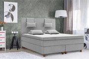 Pat matrimonial boxspring, Borgholm, 180x200 cm, saltea arcuri Pocket, topper, Gri deschis