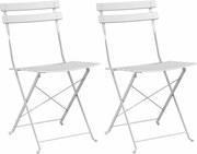 vidaXL Scaun pliabil pentru grădină 2 pcs Alb 42 x 46 x 82cm Metal