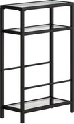 HOMCOM Măsuță de Cafea cu 3 Rafturi din Sticlă și Oțel 40x18x62 cm Negru | Aosom Romania
