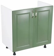 Masca pentru chiuveta cu 2 usi Zebra, Alba/MDF Verde, fara blat, 80 x 82 x 50 cm