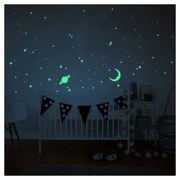 Autocolant fosforescent pentru perete Ambiance Moon and Planets
