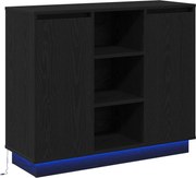 vidaXL Bufet LED Stejar Negru 90 x 32 x 75 cm Lemn compozit