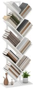 HOMCOM Etajeră în Formă de Copac cu 9 Rafturi și Sistem Antivârf pentru Sufragerie Dormitor 50x24x136 cm Alb | Aosom Romania