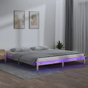 vidaXL Cadru de pat cu LED, 200x200 cm, lemn masiv