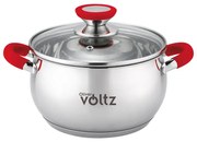 Oala Oliver Voltz OV51210N22, 22 cm, 4,6 l, Inductie, Manere silicon rosii, Inox/Roşu