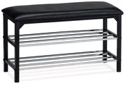 Suport pantofi/taburet 2 nivele, negru