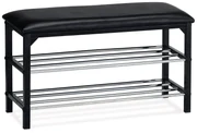 Suport pantofi/taburet 2 nivele, negru