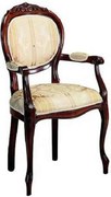 Scaun lemn masiv clasic Windsor cu Spătar Tapițat și Brațe, 58 × 57 × 99 cm - Nuc