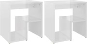 vidaXL Noptiere, 2 buc., alb extralucios, 40x30x40 cm, lemn prelucrat