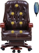 Regal Relax – Scaun directorial din Piele Naturală si Lemn Masiv, Masaj in 7 puncte, Funcție Încălzire, Înclinare 160°, Suport Picioare Extensibil, Sezut cu Arcuri, Telecomandă, Maro Inchis