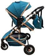 Carucior 2 in 1 pentru copii, cu maner reversibil si suspensii, 0-36 luni - CPC-31-turcoaz