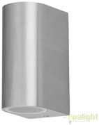 Aplica dubla de perete exterior finisaj brushed aluminiu, IP44 Chile 8034 RX