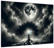 Tablou – Arbore alb-negru în lună plină (70x50 cm)