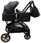 Carucior nou nascuti 2 in 1 Baby Care X2S, Maner reversibil, Cu geanta bebe, Amortizoare, Roti din cauciuc plin AVE, Spatar reglabil 3 trepte, Plasa