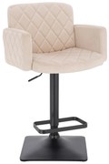 HR802KW Scaun Crem din Catifea cu Bază Neagră