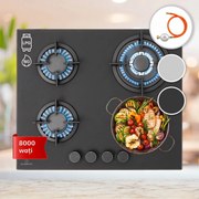 Klarstein Firetale plită pe gaz 4 arzătoare 60 cm arzător din aluminiu, inclus furtun și regulator de presiune