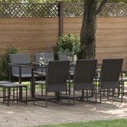 Set de dining pentru grădină, 13 piese, cu perne din oțel și textilenă