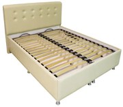 Pat tapitat 1400x2000 bej cu somiera rabatabila