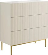 Comodă Nicole 100 cm cu sertare și front striat - casmir / picioare aurii