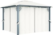 vidaXL Pavilion cu perdele, crem, 300 x 300 cm, aluminiu